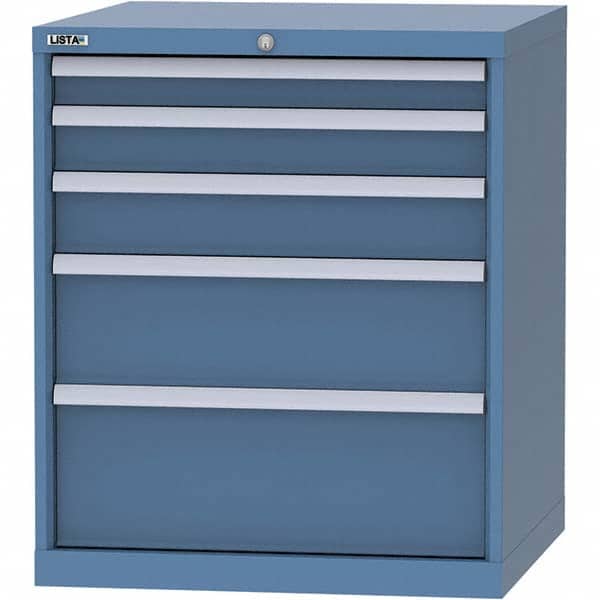 LISTA - 5 Drawer, 45 Compartment Bright Blue Steel Modular Storage Cabinet - USA Tool & Supply