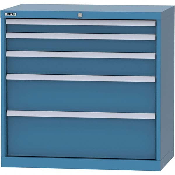 LISTA - 5 Drawer, 84 Compartment Bright Blue Steel Modular Storage Cabinet - USA Tool & Supply