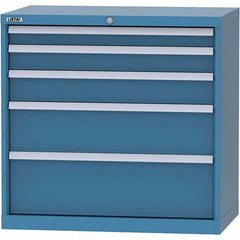 LISTA - 5 Drawer, 84 Compartment Bright Blue Steel Modular Storage Cabinet - USA Tool & Supply