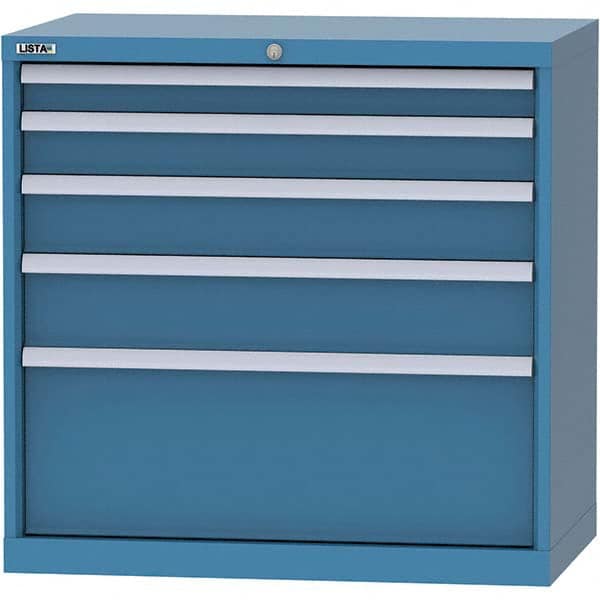 LISTA - 4 Drawer, 84 Compartment Bright Blue Steel Modular Storage Cabinet - USA Tool & Supply