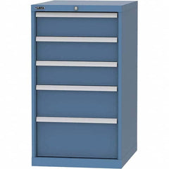 LISTA - 5 Drawer, 99 Compartment Bright Blue Steel Modular Storage Cabinet - USA Tool & Supply