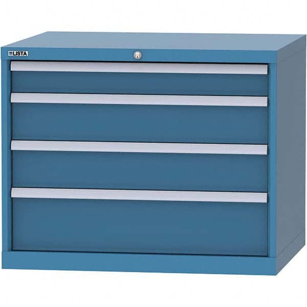 LISTA - 4 Drawer, 84 Compartment Bright Blue Steel Modular Storage Cabinet - USA Tool & Supply