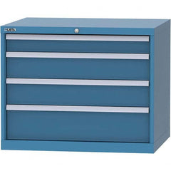 LISTA - 4 Drawer, 84 Compartment Bright Blue Steel Modular Storage Cabinet - USA Tool & Supply