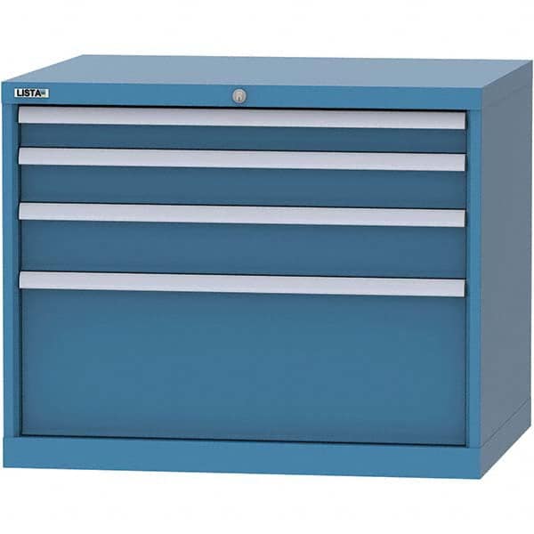 LISTA - 4 Drawer, 84 Compartment Bright Blue Steel Modular Storage Cabinet - USA Tool & Supply