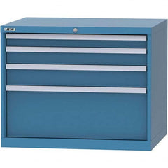 LISTA - 4 Drawer, 84 Compartment Bright Blue Steel Modular Storage Cabinet - USA Tool & Supply