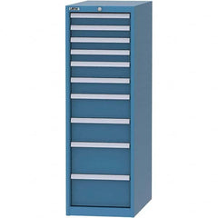 LISTA - 10 Drawer, 45 Compartment Bright Blue Steel Modular Storage Cabinet - USA Tool & Supply