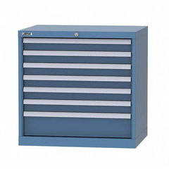LISTA - 7 Drawer, 124 Compartment Bright Blue Steel Modular Storage Cabinet - USA Tool & Supply