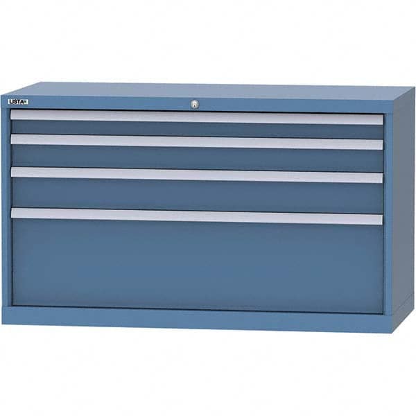 LISTA - 4 Drawer, 99 Compartment Bright Blue Steel Modular Storage Cabinet - USA Tool & Supply