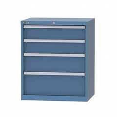 LISTA - 7 Drawer, 124 Compartment Bright Blue Steel Modular Storage Cabinet - USA Tool & Supply