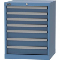 LISTA - 7 Drawer, 84 Compartment Bright Blue Steel Modular Storage Cabinet - USA Tool & Supply