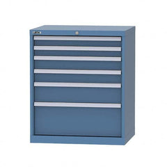 LISTA - 6 Drawer, 124 Compartment Bright Blue Steel Modular Storage Cabinet - USA Tool & Supply
