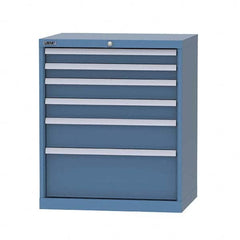 LISTA - 6 Drawer, 124 Compartment Bright Blue Steel Modular Storage Cabinet - USA Tool & Supply