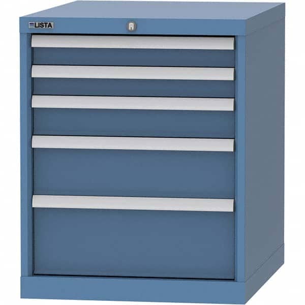 LISTA - 5 Drawer, 99 Compartment Bright Blue Steel Modular Storage Cabinet - USA Tool & Supply