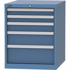 LISTA - 5 Drawer, 99 Compartment Bright Blue Steel Modular Storage Cabinet - USA Tool & Supply