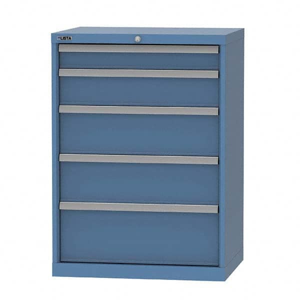 LISTA - 5 Drawer, 124 Compartment Bright Blue Steel Modular Storage Cabinet - USA Tool & Supply