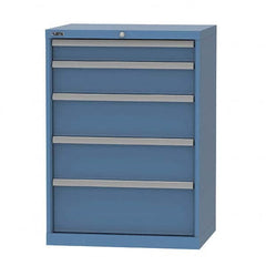 LISTA - 5 Drawer, 124 Compartment Bright Blue Steel Modular Storage Cabinet - USA Tool & Supply