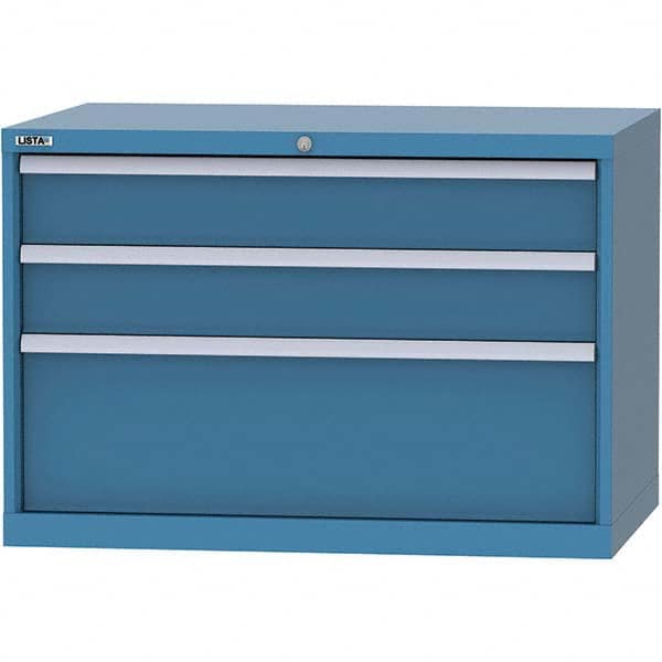LISTA - 3 Drawer, 84 Compartment Bright Blue Steel Modular Storage Cabinet - USA Tool & Supply