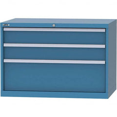 LISTA - 3 Drawer, 84 Compartment Bright Blue Steel Modular Storage Cabinet - USA Tool & Supply