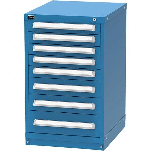 Vidmar - 8 Drawer, 45 Compartment Bright Blue Steel Modular Storage Cabinet - USA Tool & Supply