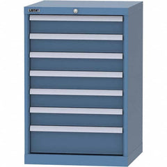 LISTA - 7 Drawer, 84 Compartment Bright Blue Steel Modular Storage Cabinet - USA Tool & Supply