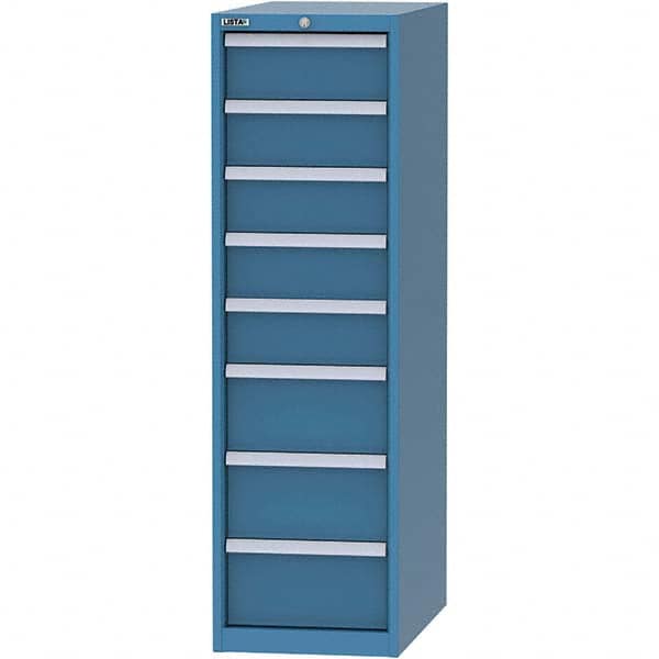 LISTA - 8 Drawer, 45 Compartment Bright Blue Steel Modular Storage Cabinet - USA Tool & Supply