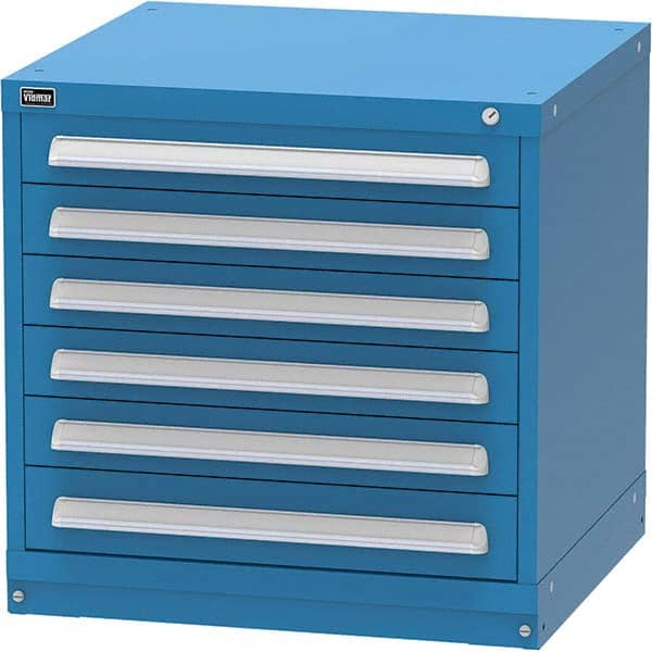 Vidmar - 6 Drawer Bright Blue Steel Modular Storage Cabinet - USA Tool & Supply