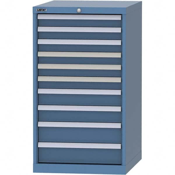 LISTA - 10 Drawer, 99 Compartment Bright Blue Steel Modular Storage Cabinet - USA Tool & Supply