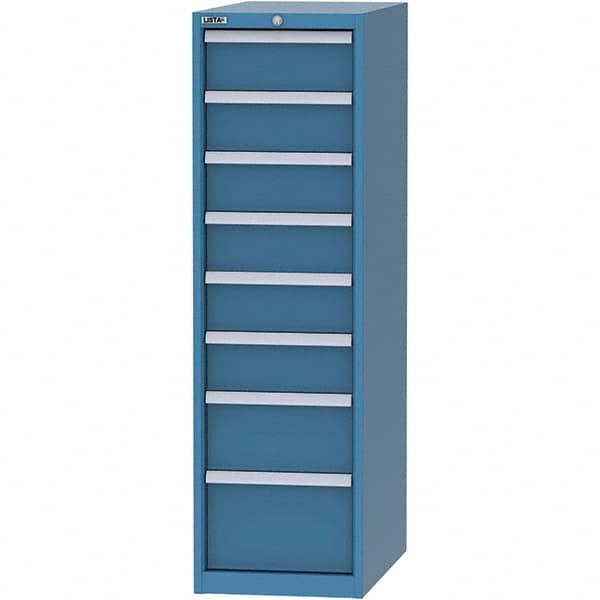 LISTA - 8 Drawer, 45 Compartment Bright Blue Steel Modular Storage Cabinet - USA Tool & Supply