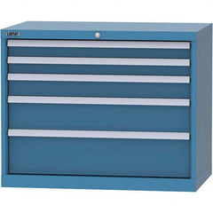LISTA - 5 Drawer, 84 Compartment Bright Blue Steel Modular Storage Cabinet - USA Tool & Supply