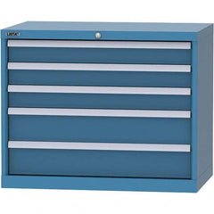 LISTA - 5 Drawer, 84 Compartment Bright Blue Steel Modular Storage Cabinet - USA Tool & Supply