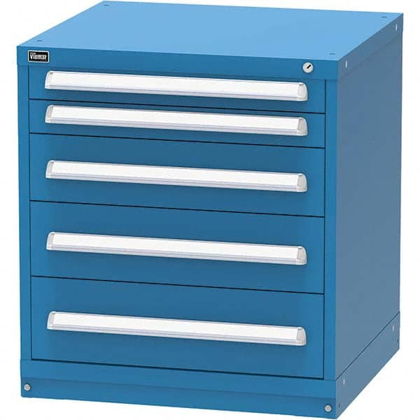 Vidmar - 5 Drawer, 124 Compartment Bright Blue Steel Modular Storage Cabinet - USA Tool & Supply