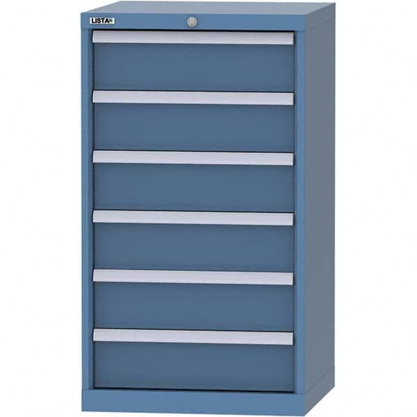 LISTA - 6 Drawer, 84 Compartment Bright Blue Steel Modular Storage Cabinet - USA Tool & Supply