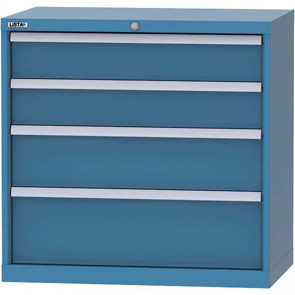 LISTA - 4 Drawer, 84 Compartment Bright Blue Steel Modular Storage Cabinet - USA Tool & Supply