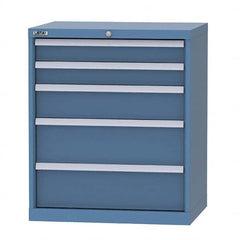 LISTA - 5 Drawer, 124 Compartment Bright Blue Steel Modular Storage Cabinet - USA Tool & Supply