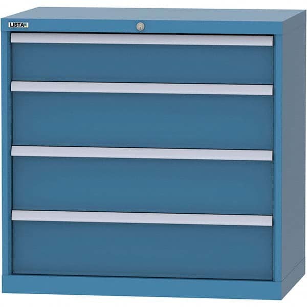 LISTA - 4 Drawer, 84 Compartment Bright Blue Steel Modular Storage Cabinet - USA Tool & Supply