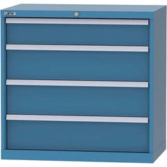 LISTA - 4 Drawer, 84 Compartment Bright Blue Steel Modular Storage Cabinet - USA Tool & Supply