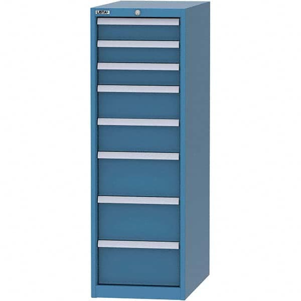 LISTA - 8 Drawer, 45 Compartment Bright Blue Steel Modular Storage Cabinet - USA Tool & Supply