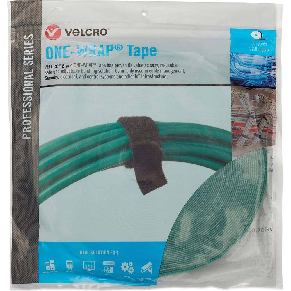 Velcro Brand - Cable Ties; Cable Tie Type: Reusable Cable Tie ; Material: Hook and Loop ; Color: Green ; Overall Length (Feet): 75 ; Overall Length (Decimal Inch): 300.00000 ; Maximum Bundle Diameter (Inch): 1 - Exact Industrial Supply