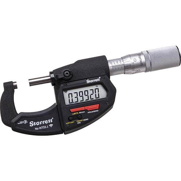 Starrett - Electronic Outside Micrometers Minimum Measurement (Decimal Inch): 0 Minimum Measurement (mm): 0 - USA Tool & Supply