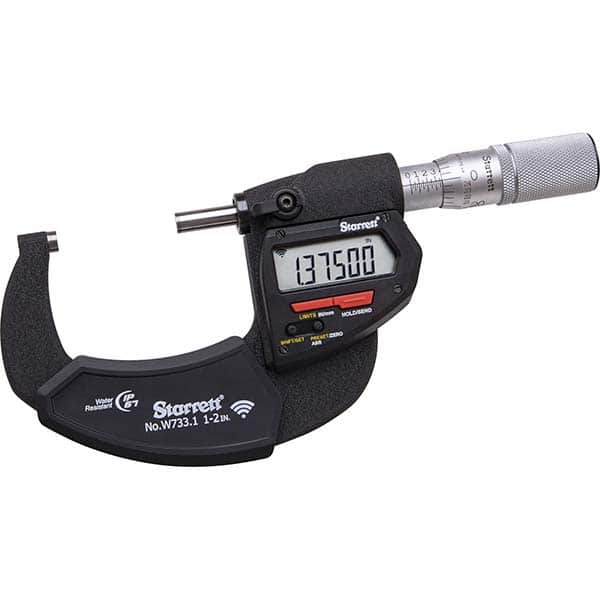 Starrett - Electronic Outside Micrometers Minimum Measurement (Decimal Inch): 1 Minimum Measurement (mm): 25 - USA Tool & Supply