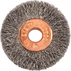 1-1/4″ Small Diameter Crimped Wire Wheel, .006″ Stainless Steel Fill, 1/4″ Arbor Hole - USA Tool & Supply