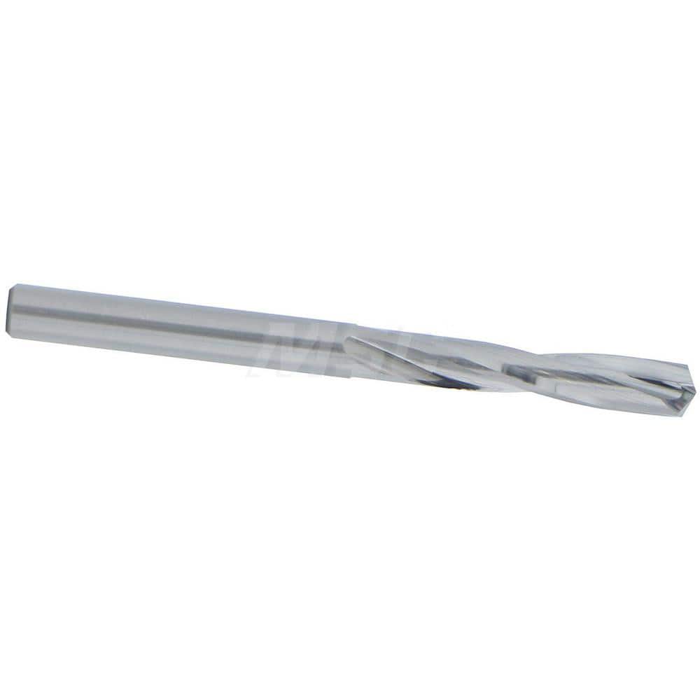 Screw Machine Length Drill Bit: 0.18″ Dia, 135 °, Solid Carbide Bright/Uncoated, Right Hand Cut, Straight-Cylindrical Shank