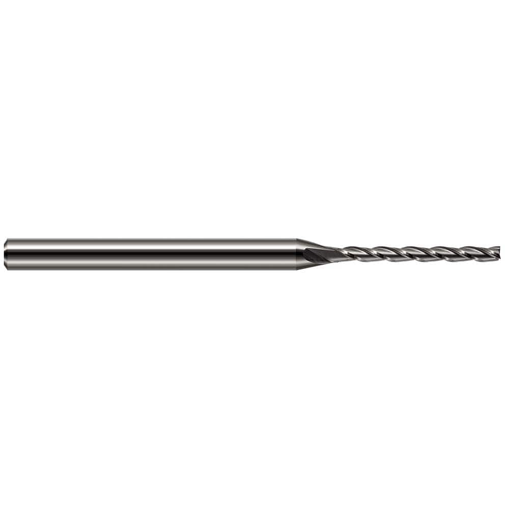 Square End Mill: 1/64'' Dia, 13/64'' LOC, 1/8'' Shank Dia, 2-1/2'' OAL, 3 Flutes, Solid Carbide Single End, Uncoated, 30 ° Helix, Centercutting, RH Cut, RH Flute