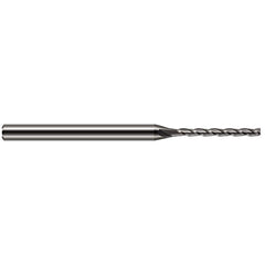 Square End Mill: 1/64'' Dia, 13/64'' LOC, 1/8'' Shank Dia, 2-1/2'' OAL, 3 Flutes, Solid Carbide Single End, Uncoated, 30 ° Helix, Centercutting, RH Cut, RH Flute