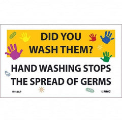 NMC - 1 5-Piece Restroom, Janitorial & Housekeeping Label - Legend: Did You Wash Them? - Hand Washing Stops the Spread of Germs - USA Tool & Supply