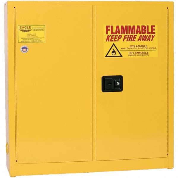 Eagle - Safety Cabinets Hazardous Chemical Type: Flammable and Combustible Liquids Color: Yellow - USA Tool & Supply