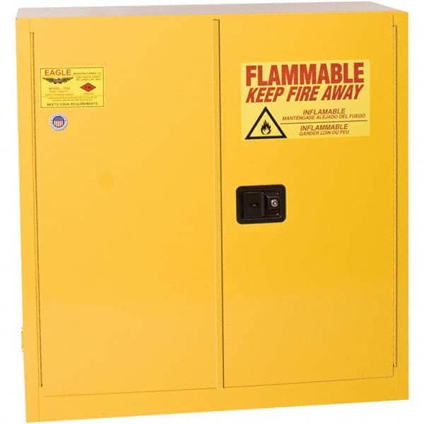 Eagle - Safety Cabinets Hazardous Chemical Type: Flammable and Combustible Liquids Color: Yellow - USA Tool & Supply