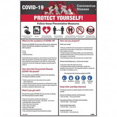 NMC - 1 5-Piece "COVID-19 - PROTECT YOURSELF!", 12" Wide x 18" High, Paper Safety Sign - USA Tool & Supply