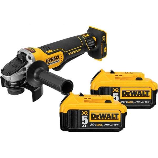 DeWALT - 4-1/2" Wheel Diam, 9,000 RPM, Cordless Angle & Disc Grinder - 5/8-11 Spindle, 20 Volts - USA Tool & Supply