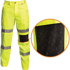 Lime & Yellow Polyester & Cotton Hi-Visibility Pants 10 Pockets, Zipper Closure, 36″ Waist, 28″ Inseam, Haz Prot Lvl ANSI 107-2015 Class E
